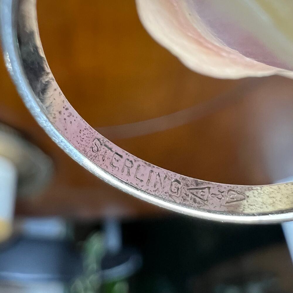 Vintage Clark and Coombs C&C Sterling Silver Elongated Agate Ring Size 4.75 - Picture 9 of 10